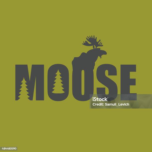 Logo Emblem Moose Silhouette With Text Wild Animal Vector Illu Stock Illustration - Download Image Now