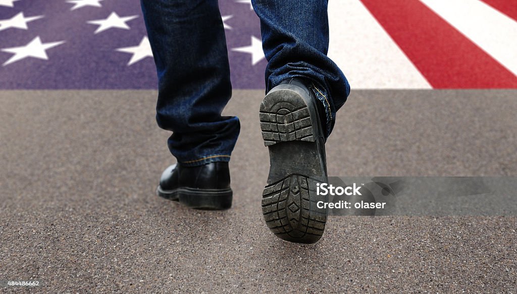 American way Country road with American flag 2015 Stock Photo