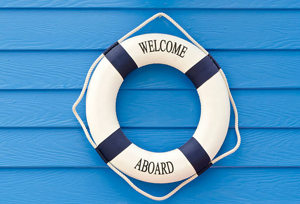 istock Life buoy  welcome aboard sign 484499916