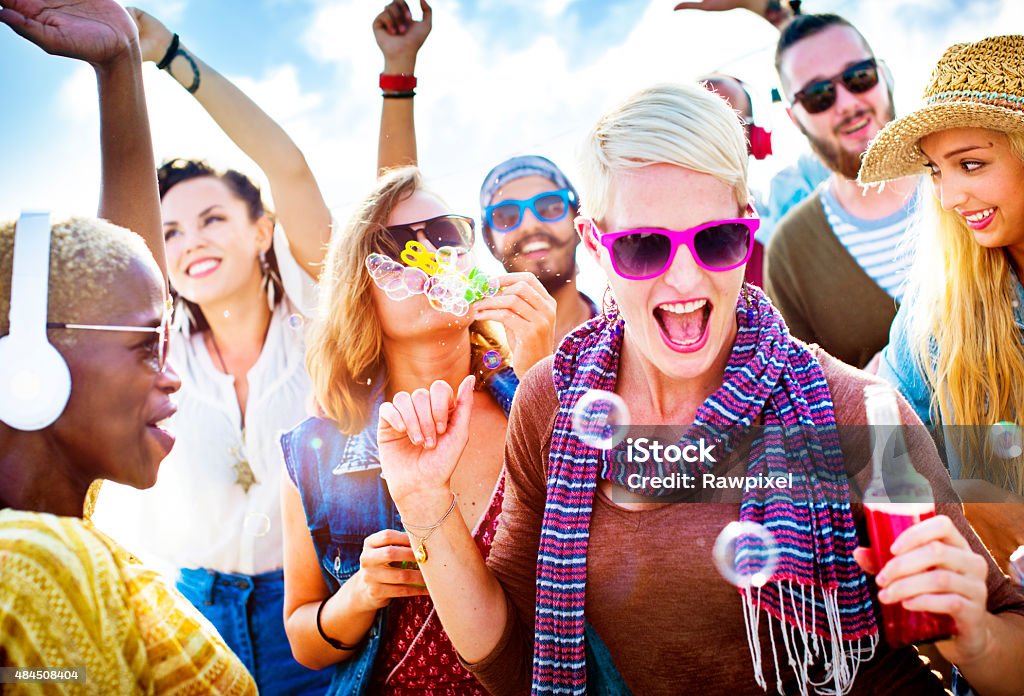 Teenagers Friends Beach Party Happiness Concept 2015 Stock Photo