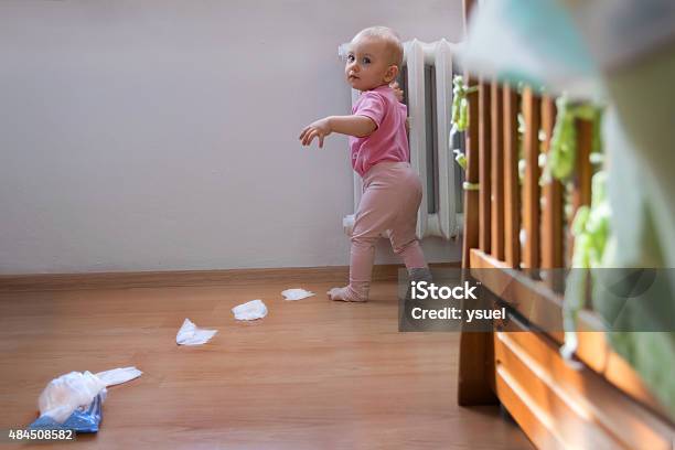 Room In A Mess Stock Photo - Download Image Now - Facial Tissue, Baby - Human Age, Box - Container