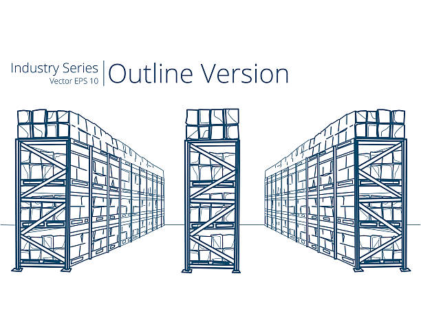 magazyn półki. - cargo container metal container rough stock illustrations