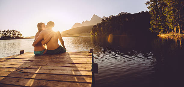 istock Loving couply by the lake 484518573