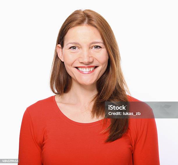 Happy Young Woman Smiling Portrait Stock Photo - Download Image Now - Women, Headshot, White Background