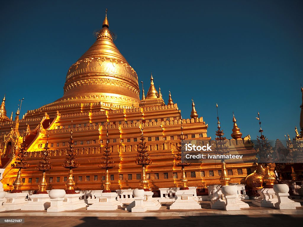 Shwezigon Pagoda, Bagan Shwezigon Pagoda is one of the biggest religious places in Bagan Asia Stock Photo