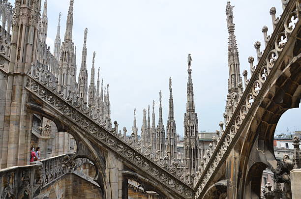 Milan Duomo Rooftop view stock photo