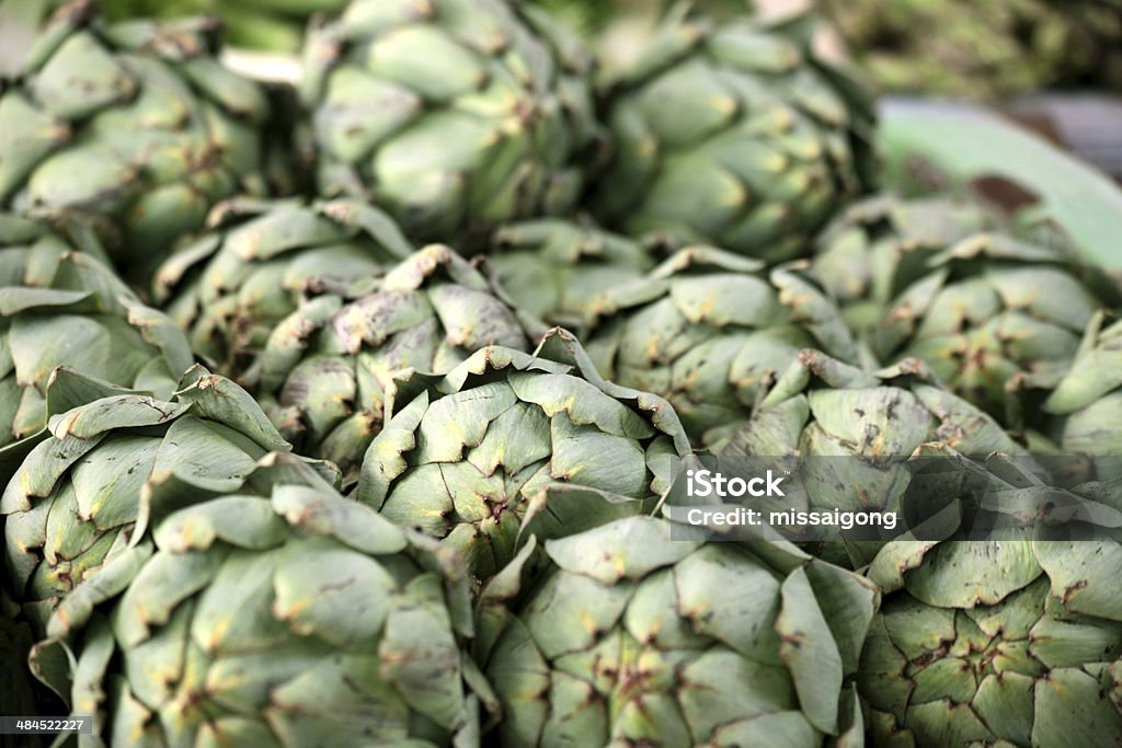 Artichokes on market stall Artichokes on vegetable market stall Agriculture Stock Photo