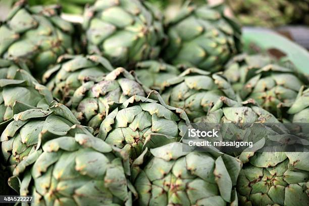 Artichokes On Market Stall Stock Photo - Download Image Now - Agriculture, Artichoke, Collection