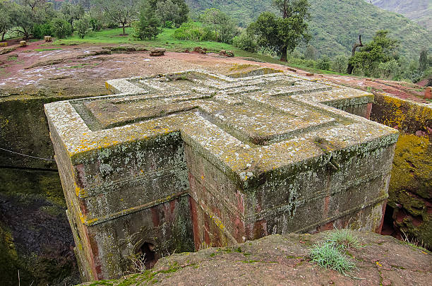 Church of Saint George, Lalibela. The Church of St. George is one of eleven sunken monolithic churches in Lalibela the church of saint george lalibela ethiopia stock pictures, royalty-free photos & images