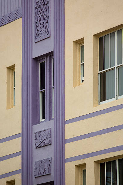 Detail of classical art deco facade on Ocean drive