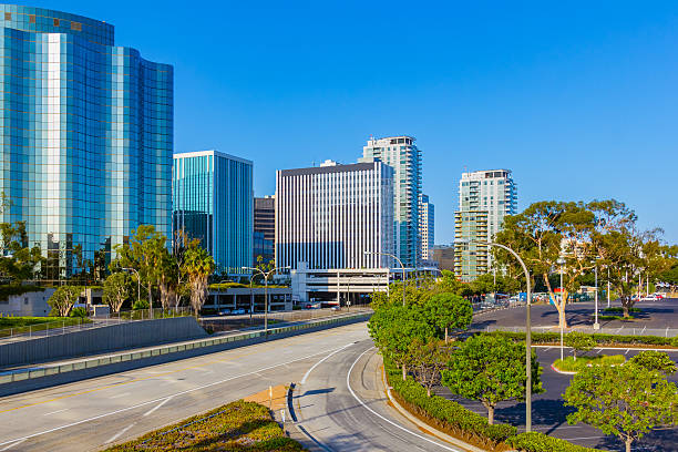 istock Skyscrapers of Long Beach skyline,trees,freeway,CA (P) 484526106