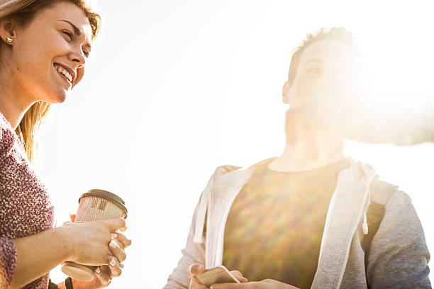 istock Two friends hanging out in the city 484527656