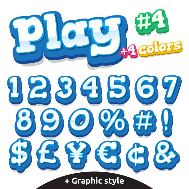 вектор забавный видео игры набор букв. цифры и символы - alphabetical order child illustration and painting playing stock illustrations