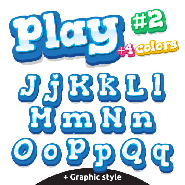 ilustraciones, imágenes clip art, dibujos animados e iconos de stock de vector divertidos conjunto de letras de juego. latina en mayúscula y minúscula - alphabetical order child illustration and painting playing