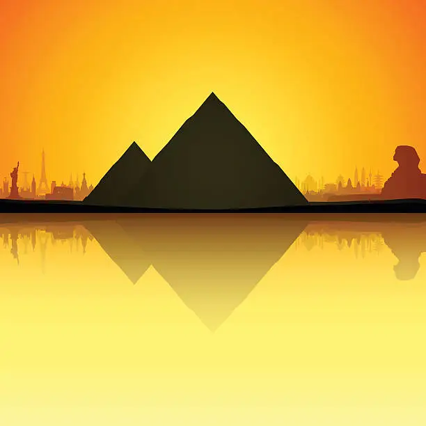 Vector illustration of Pyramids, Egypt (Complete, Detailed, Moveable Buildings)