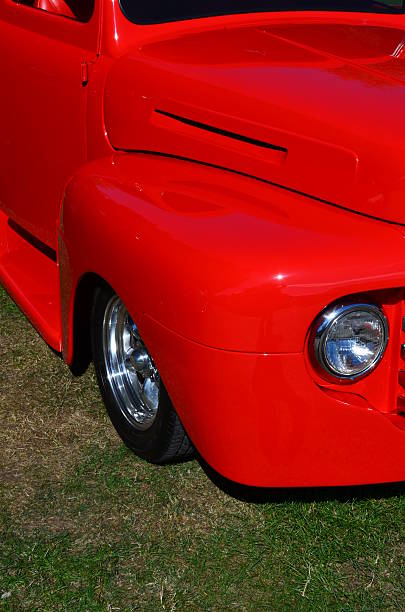 istock Bright red fender on a hot rod. 484530992