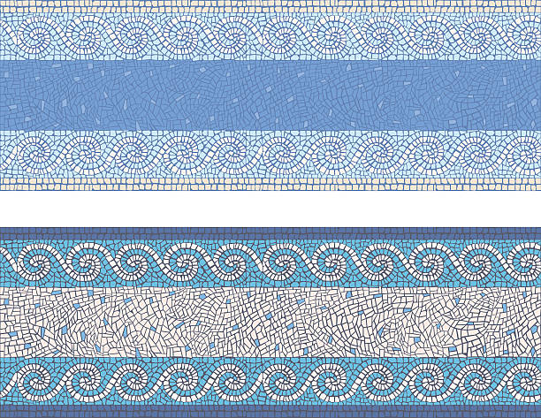 ilustraciones, imágenes clip art, dibujos animados e iconos de stock de mosaic seamless frontera de estilo antiguo - mosaico
