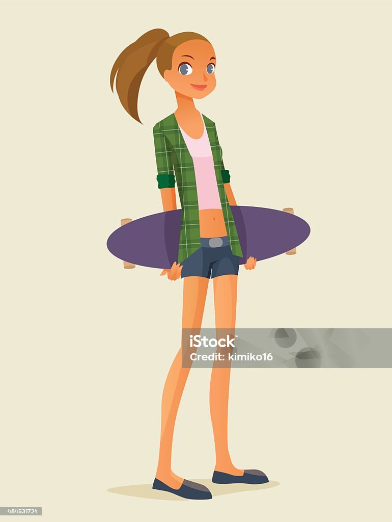 Jolie fille en bikini longboard - clipart vectoriel de 2015 libre de droits