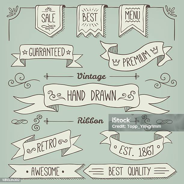 Ribbon Stock Illustration - Download Image Now - Banner - Sign, Drawing - Activity, Doodle