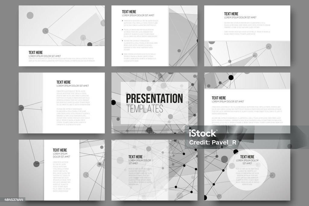 Set of 9 templates for presentation slides. Abstract gray backgrounds Set of 9 templates for presentation slides. Abstract gray backgrounds, triangle design vectors. 2015 stock vector