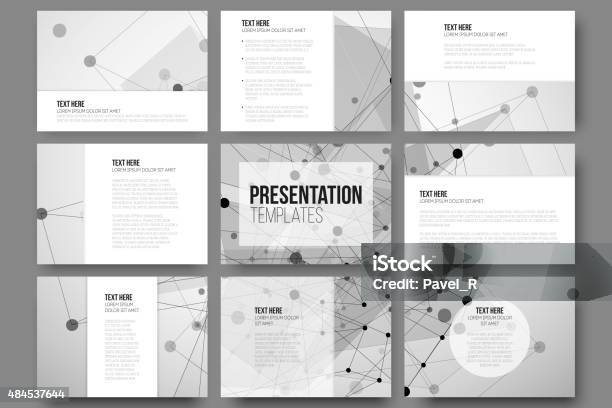 Set Of 9 Templates For Presentation Slides Abstract Gray Backgrounds Stock Illustration - Download Image Now