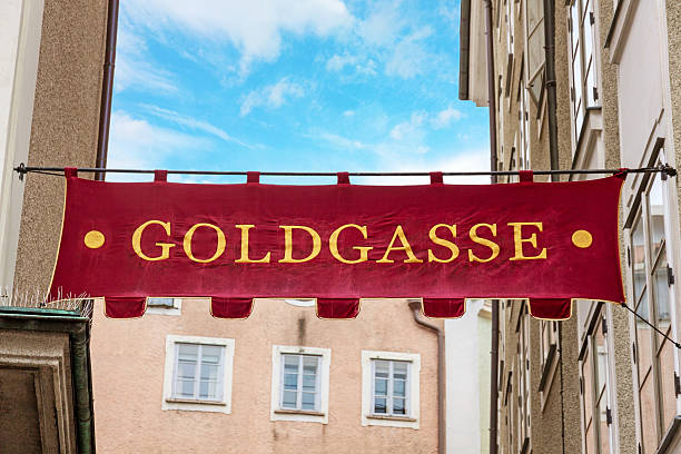 Goldgasse in Salzburg, famous narrow alley near the old market guiding to the residence place