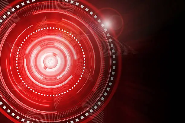 Abstract red lighting cog time-machine flare background.
