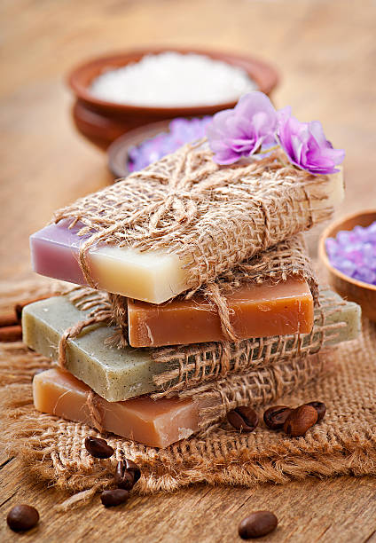 istock Natural soap on wooden background 484539727