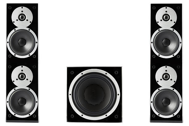 istock Pair of music speakers and subwoofer 484540409