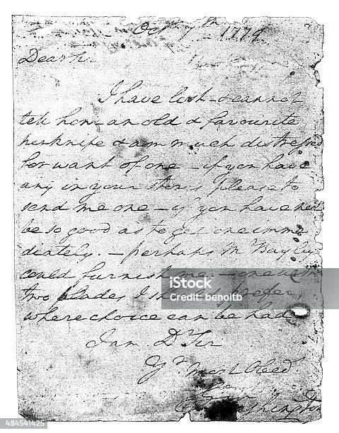 Vetores de Lost Faca Carta De George Washington e mais imagens de George Washington - George Washington, Carta - Documento, Escrever