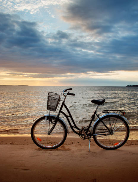 istock Lonely bike standing at sunset 484541588