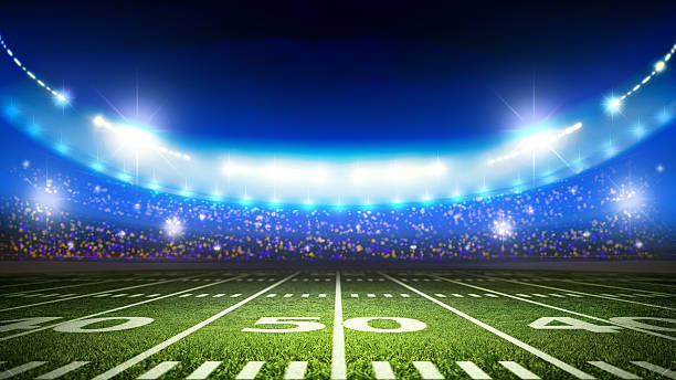 American soccer stadium An imaginary stadium's modelled and rendered. football field night american culture empty stock pictures, royalty-free photos & images