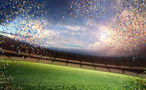 stadio con coriandoli - decoration fun in a row vibrant color foto e immagini stock