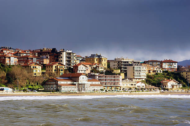 Getxo beach with residential houses in Basque Country, Spain