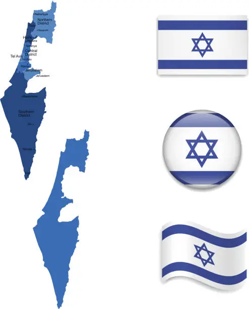 Vector illustration of Israel Maps and Flags Collection