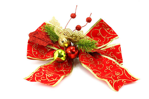 istock Decorative red bow golden days of Christmas. 484542493