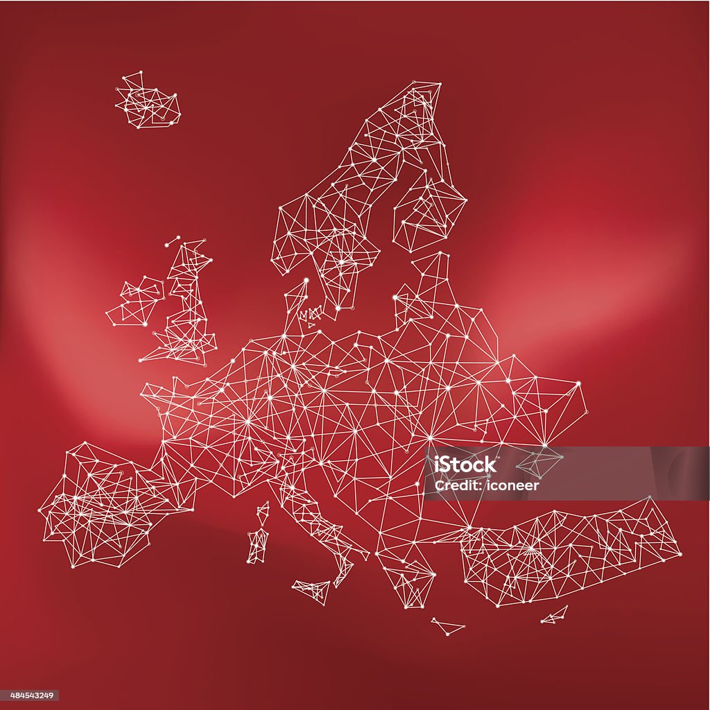 Welt Karte Rot Netzwerk - Lizenzfrei Europäische Union Vektorgrafik