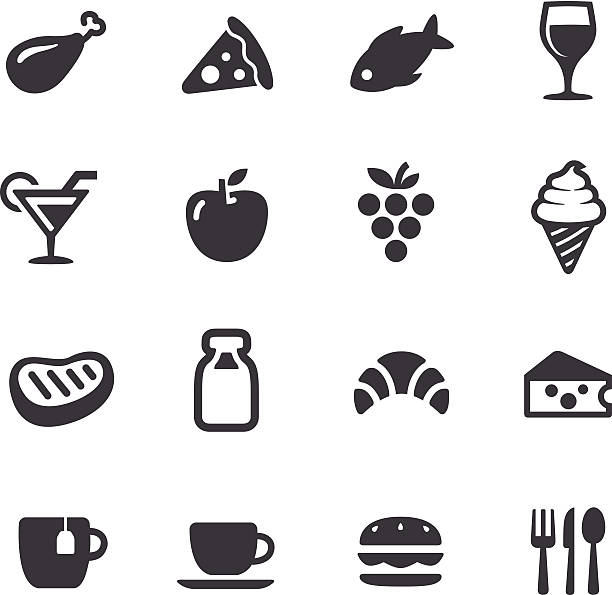 illustrazioni stock, clip art, cartoni animati e icone di tendenza di serie di cibo icone-acme - meat food symbol chicken