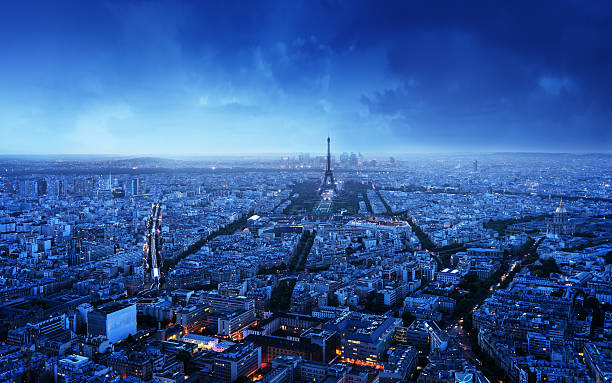 Paris skyline at sunset, France