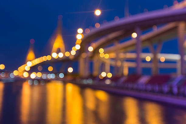 istock Suspension bridged and highway curved, Blurred bokeh background 484546406