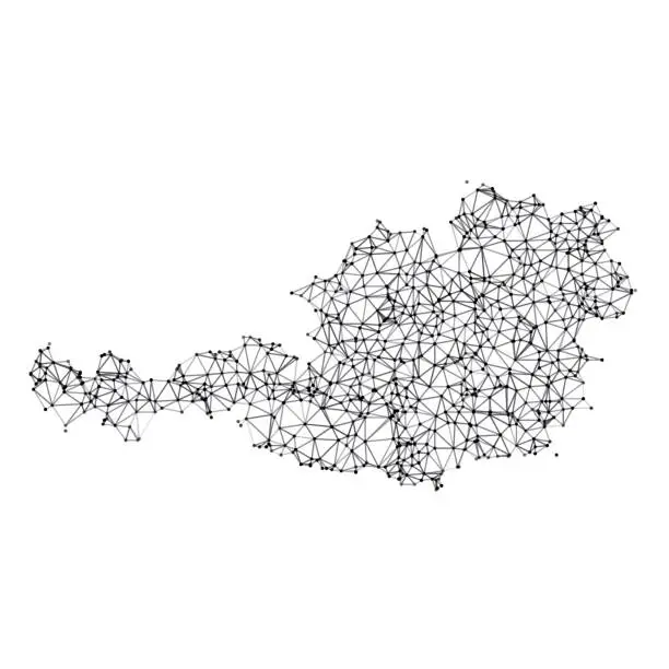 Vector illustration of Austria Map Network Black And White