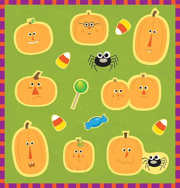 Vector illustration of Pumpkin Faces Stickers