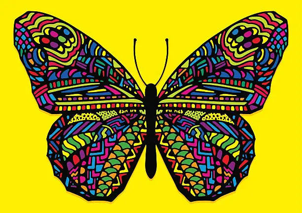 Vector illustration of Colorful Hand Drawn Style Butterfly