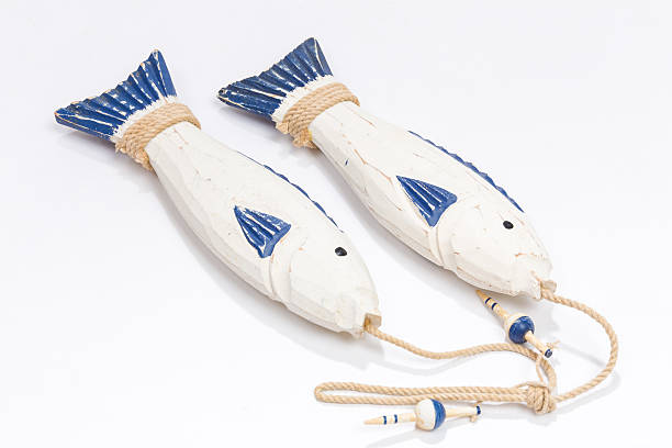 istock Wooden Vintage Fish Craft Isolated on White Background 484554204