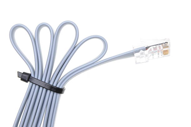 istock Patch cord with RJ45 plugs and cable ties 484559124