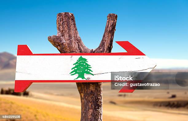 Lebanon Flag Wooden Sign With Desert Background Stock Photo - Download Image Now - 2015, Adventure, Arabic Style