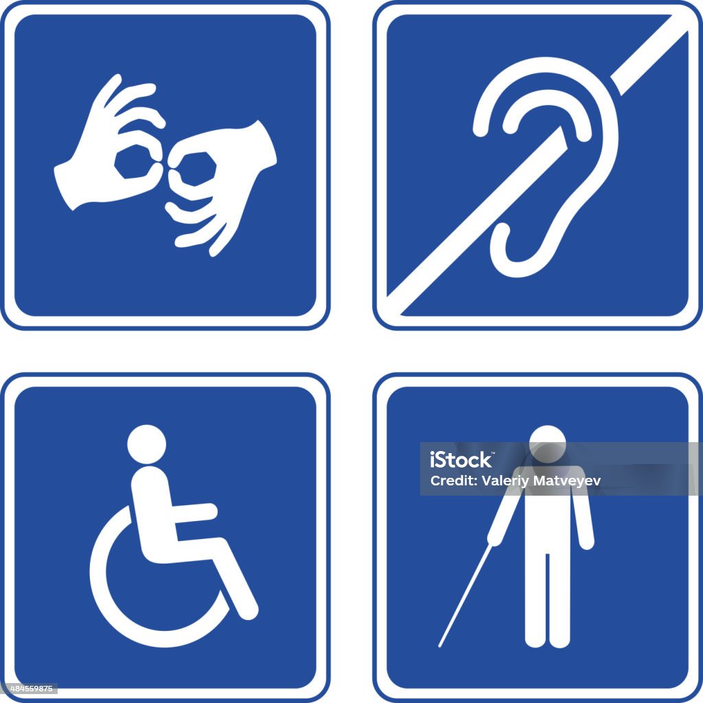 Lmultiple Disibility Sign Disabled Signs Stock Illustration - Download Image Now - Persons with ...