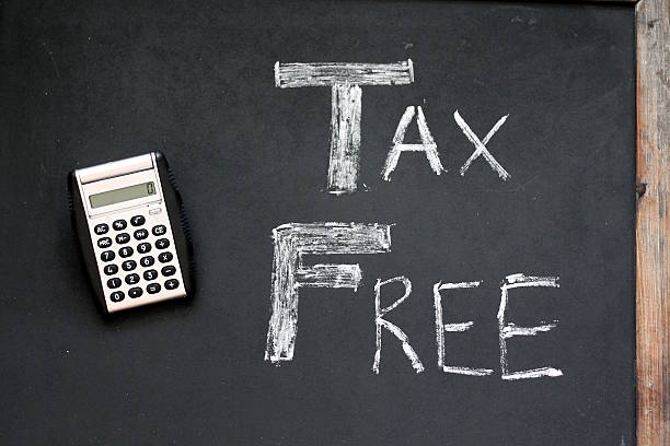 Tax Free Wording & Calculator on Chalkboard Tax Free Wording & Calculator on Chalkboard duty free stock pictures, royalty-free photos & images