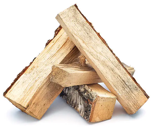 Firewood pile isolated on white