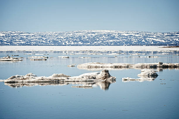 vacances de printemps de frobisher bay, nunavut, au canada. - île de baffin photos et images de collection